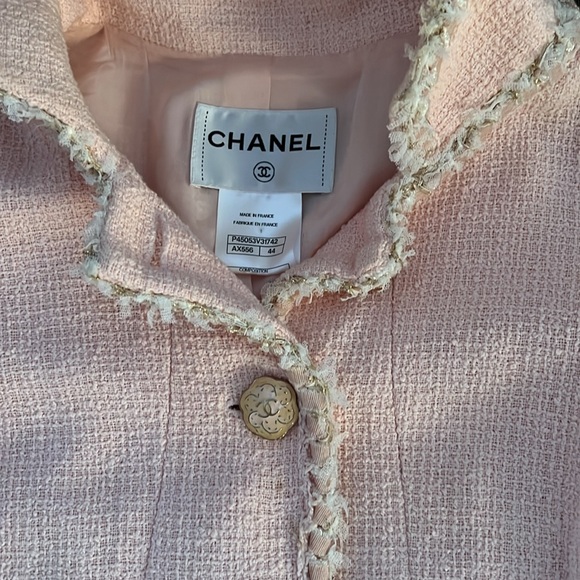 CHANEL Light Pink Jacket Coat Size 44 Cotton Stunning Chanel Feminine Elegant - Picture 17 of 17